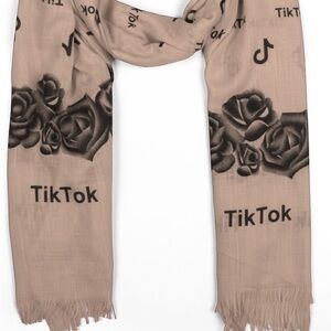 Pink and Blue Tik Tok oblong scarf roses